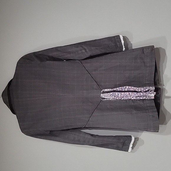 Free People Women's Gray Plaid Blazer Paisley Stripe Tail Size 2 - Picture 5 of 6
